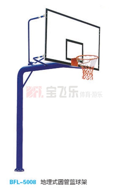 地埋式圆管篮球架（配玻璃钢篮板）——安全耐用与场地适配的完美结合